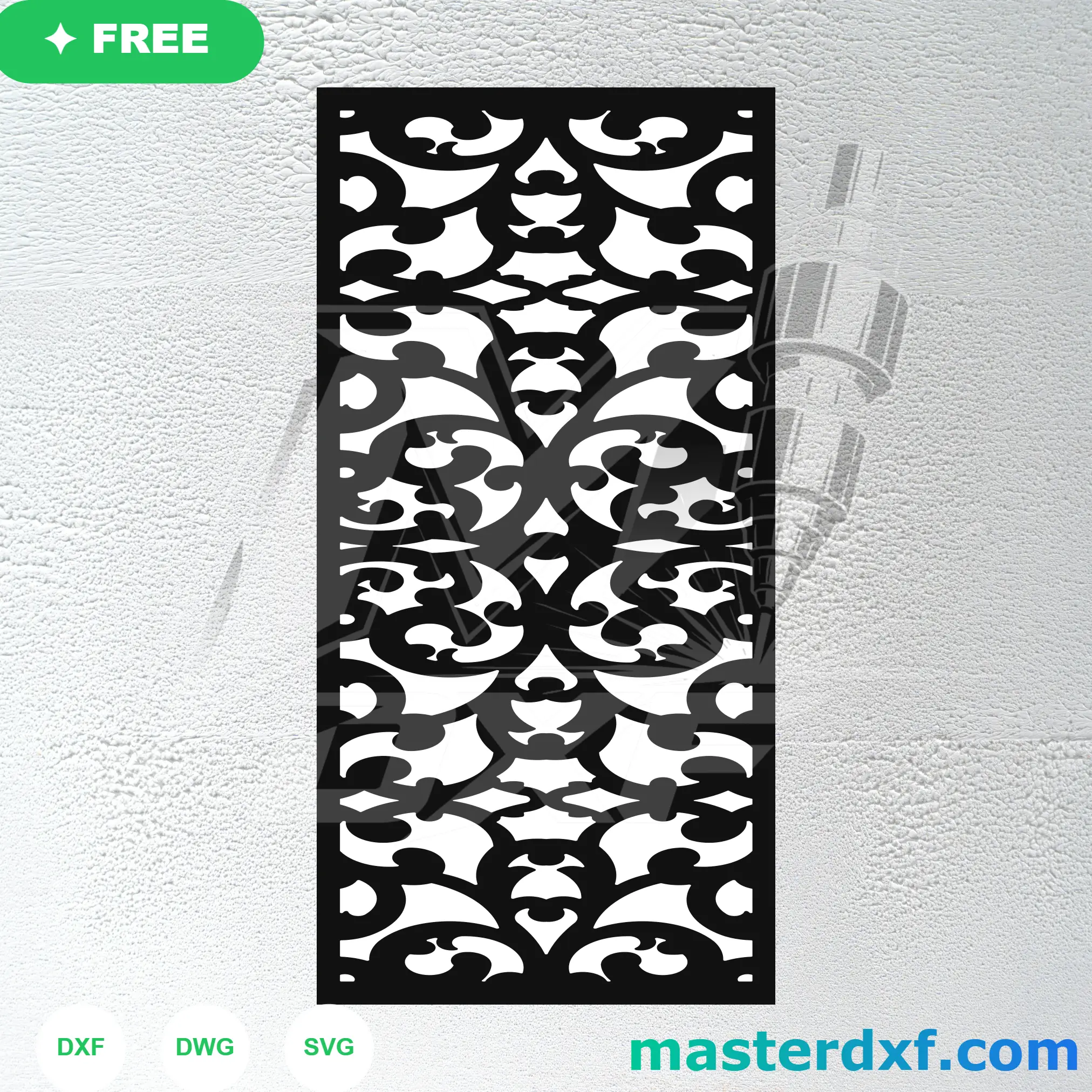 Abstract Tribal Mask Symmetry Privacy Screen DXF File